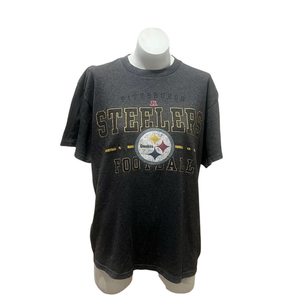 Nfl Team Apparel Men's Pittsburgh Steelers Graphic T-Shirt Gray Size L